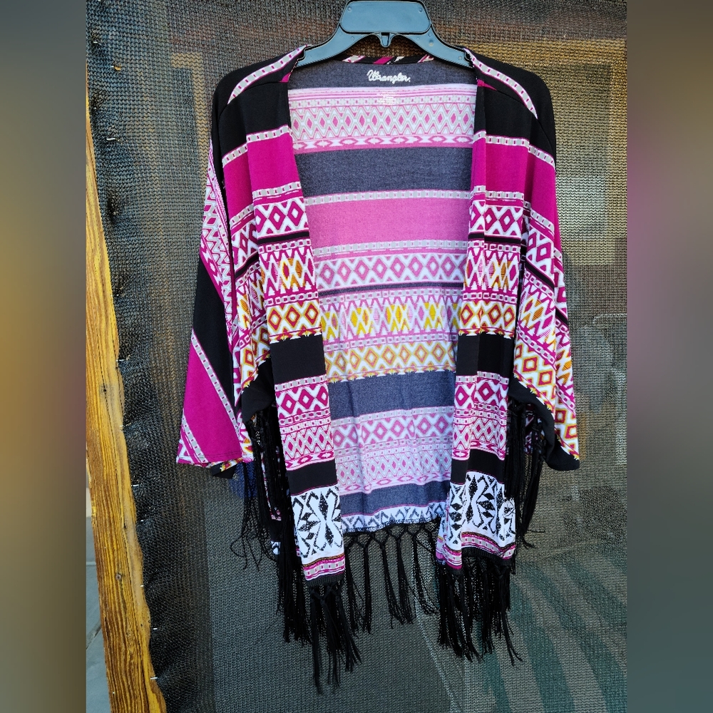 Wrangler Open Fringed Kimono Size Large
